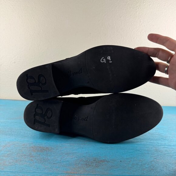 Paul Green Black Suede Heeled Side Zip Booties Sz 6 - US 8.5 - Picture 8 of 9